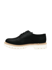 Women's Vintage Oxford Shoes, Perforated Lace-up Round Leather low-heeled shoes